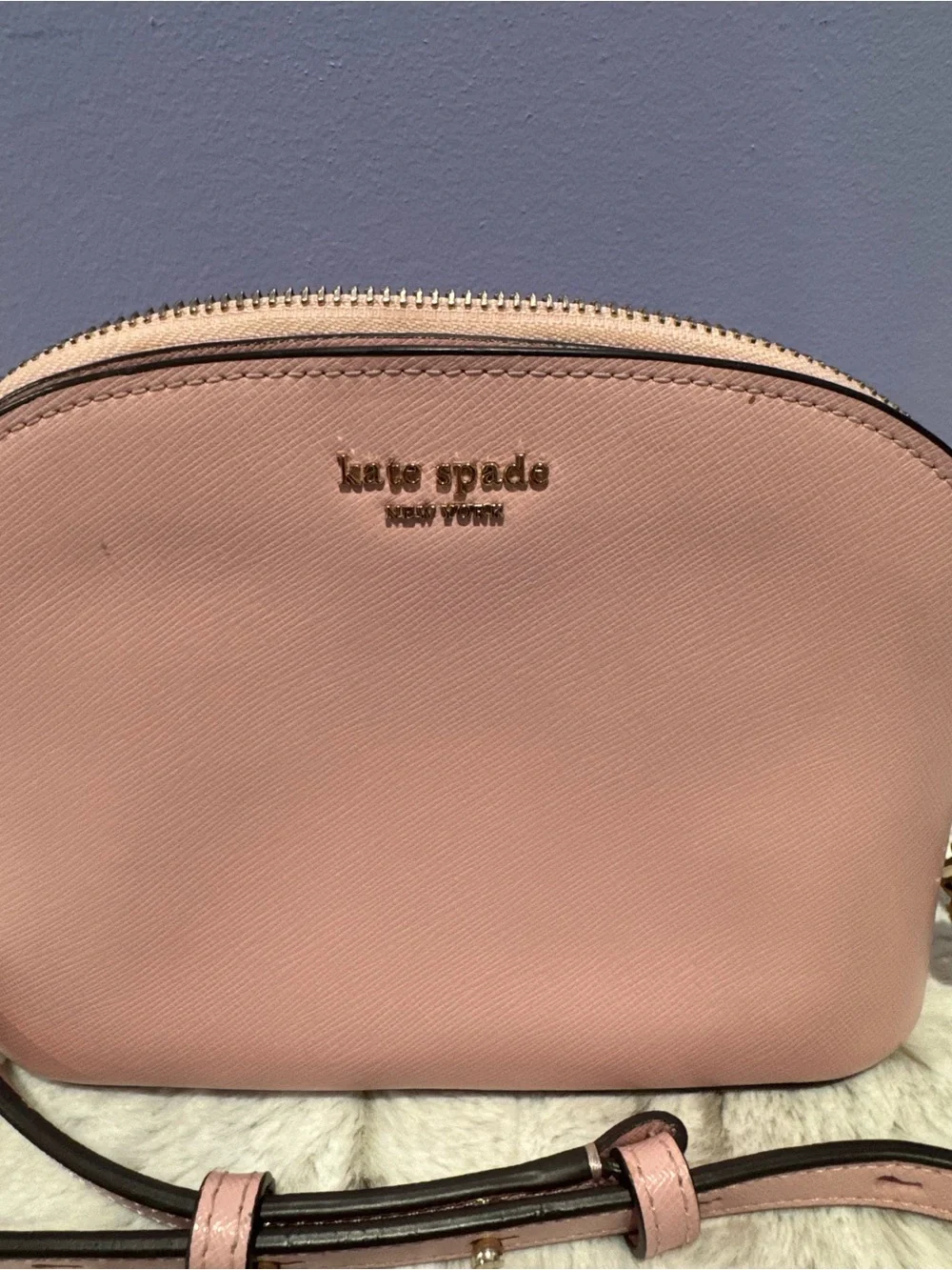 kate spade blush pink leather crossbody with gold chain